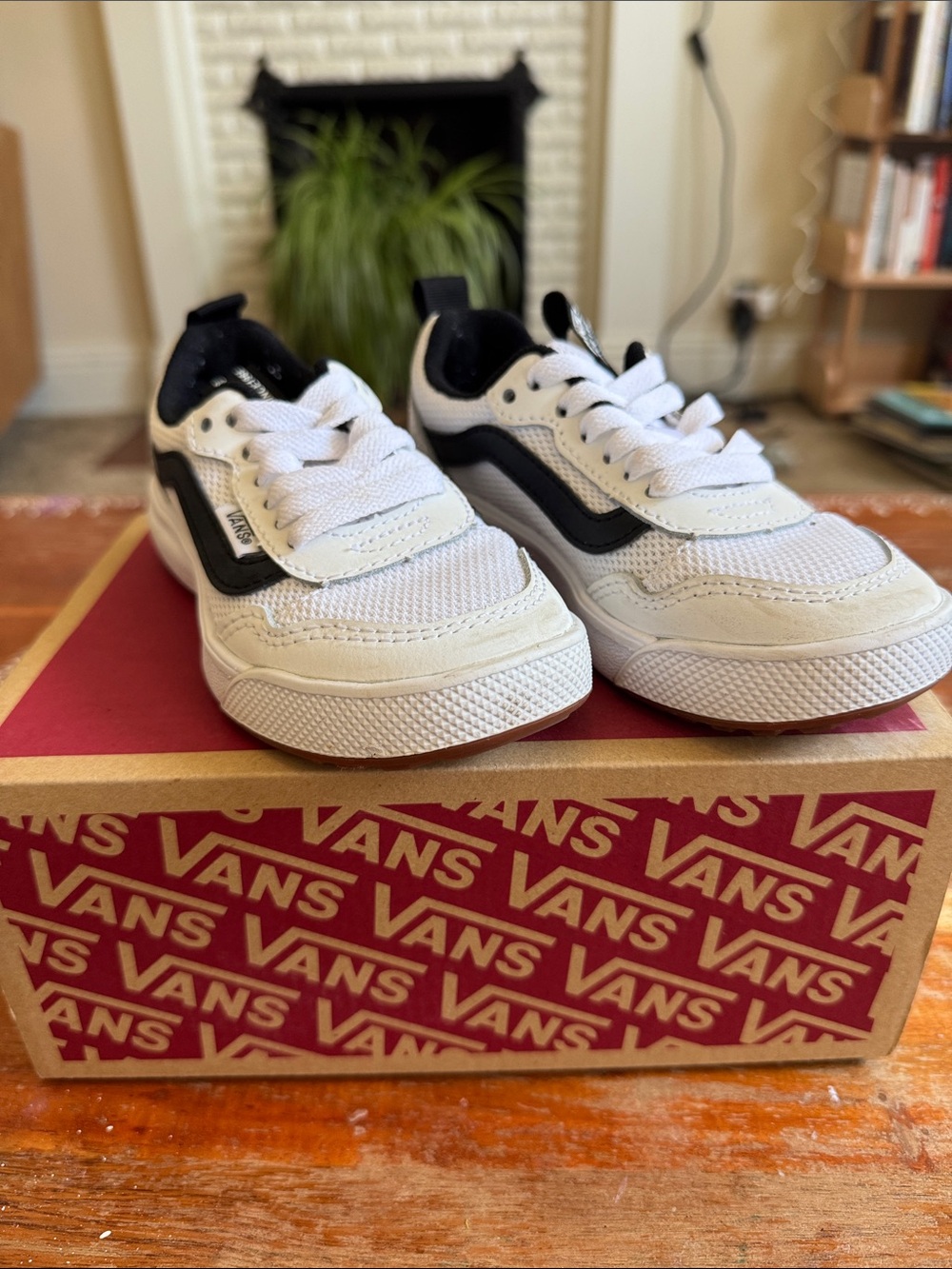 Vans Kids White and Black Low-Top Sneakers